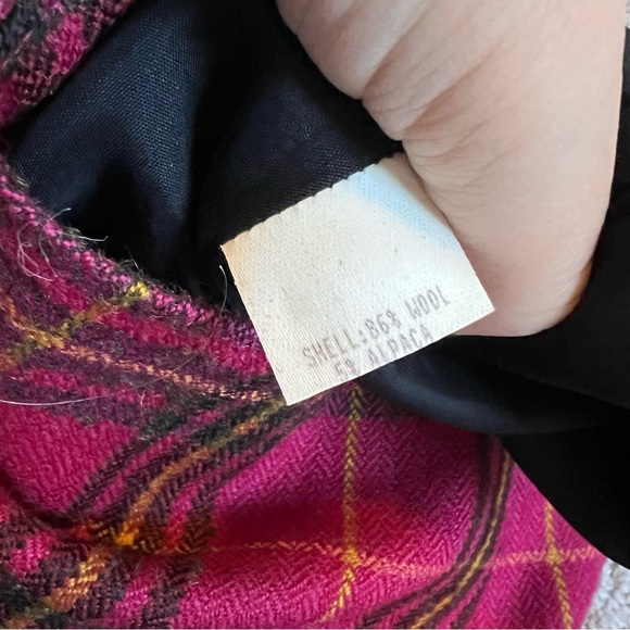 Vintage Y2K Cache Plaid Mini Skirt Wool Blend 8 Magenta - Picture 5 of 8
